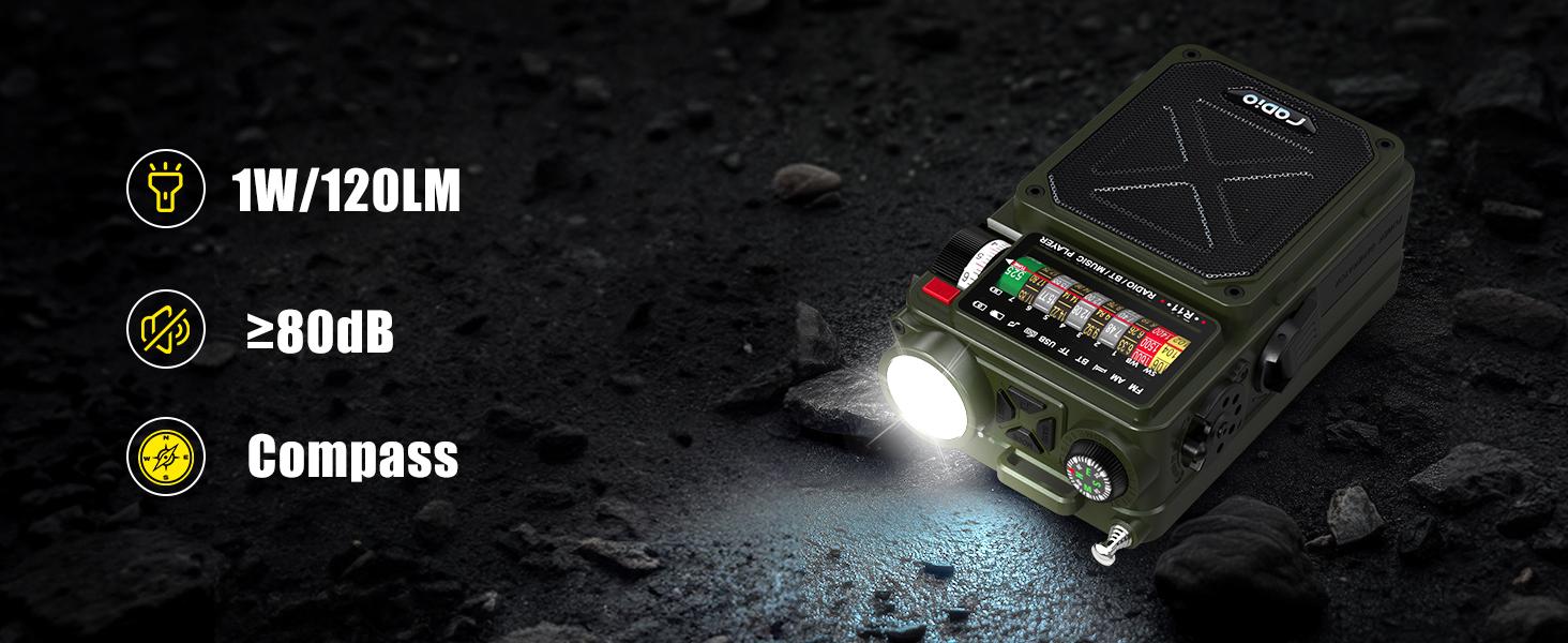 4000mAh NOAA Weather Emergency Radio, AM/FM/WB/SW, Bluetooth, Flashlight, SOS & Solar Power for Hurricane Preparedness & Outdoor Survival Springtok Audio Portable winter storm