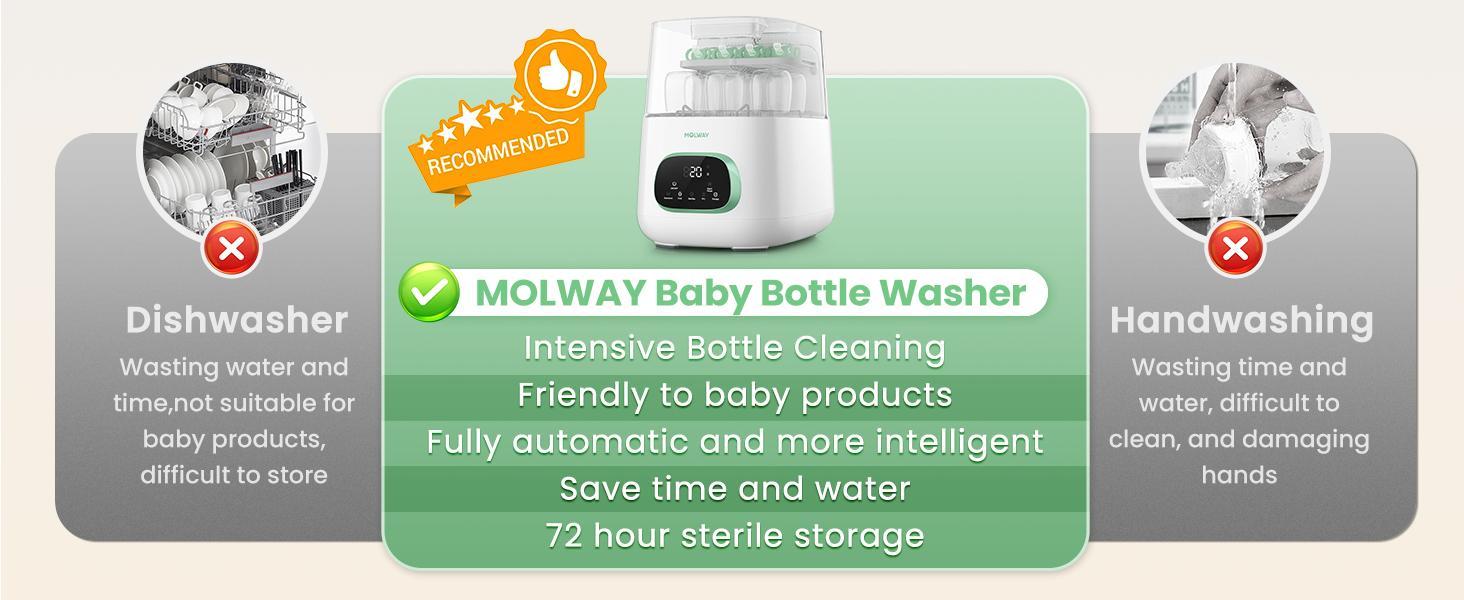 Baby Bottle Washer,Sterilizer And Dryer,Effortless All-in-One Cleaning Machine,Large Capacity for Bottles,Pump Parts & Baby Essentials, Free Your Hands And Save Time