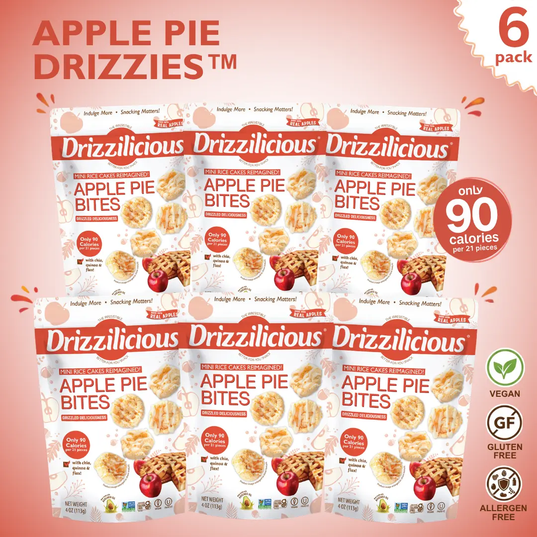 NEW! 6 Pack Drizzilicious Apple Pie Mini Rice Cakes  - 4oz Bags