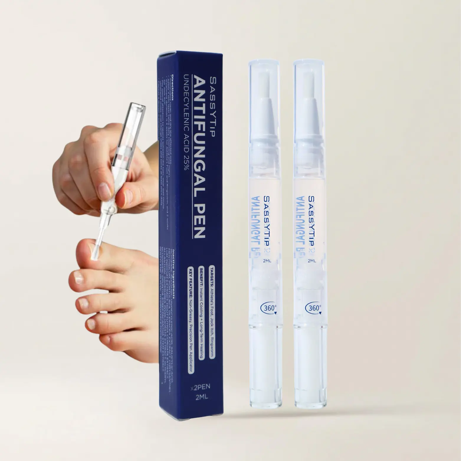 SASSYTIP Antifungal Pen - 3ml Natural Fungal Liquid Cuticle Care Product, On-The-Go Fungal Nail Cuticle Care Solution with Tea Tree & Clove Oil for Athlete's Foot, Ringworm (Botanical Formula), Cuticle Care Products, Fungal Nail Cuticle Care Products