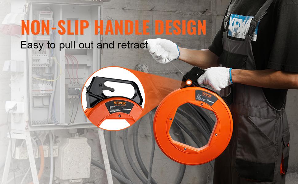 VEVOR Steel Wire Puller, 240ft, 1/8in with Enhanced Housing & Handle for Wall & Electrical Conduit Wiring