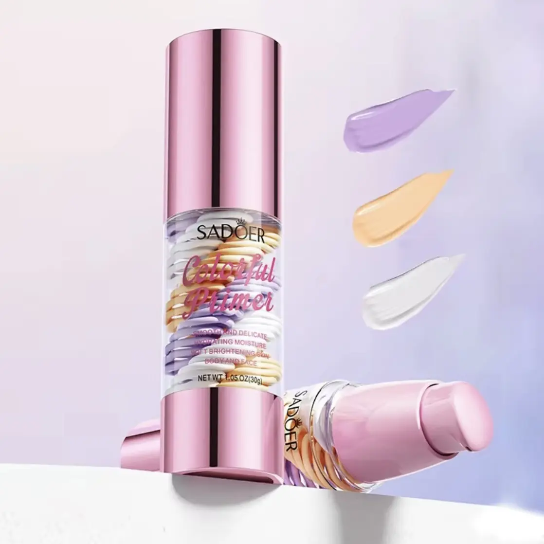 3-In-1 Transparent Cosmetic Face Primer - Daily Moisturizing, Lightweight, Smoothing Makeup Base with Blurring Effect, Even Skin Tone, Compact Sheer Natural Finish