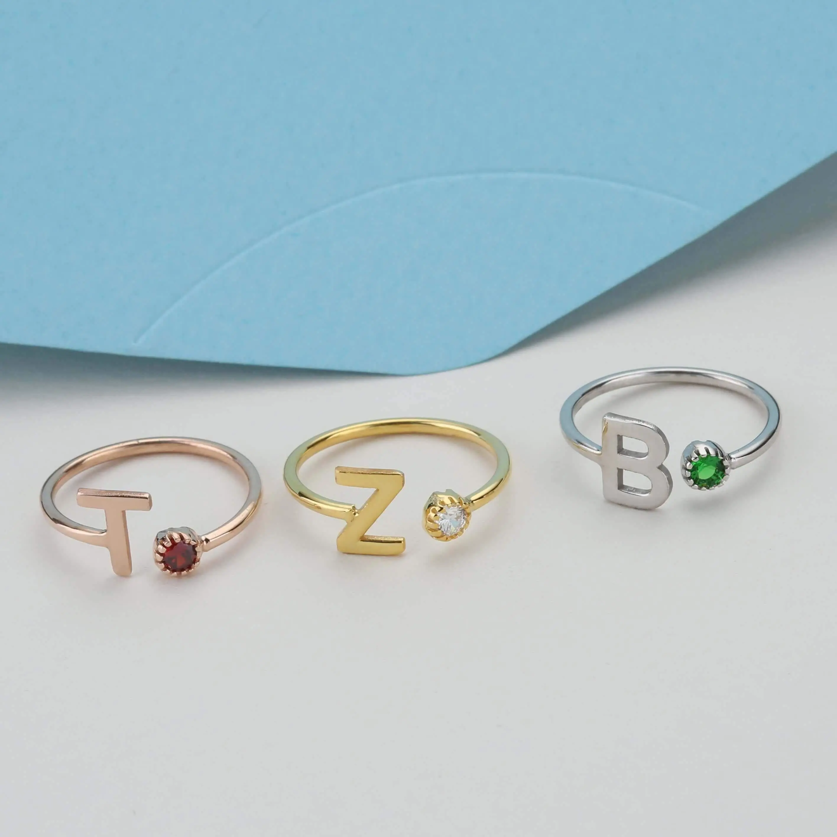 Personalized Birthstone & Initial Ring