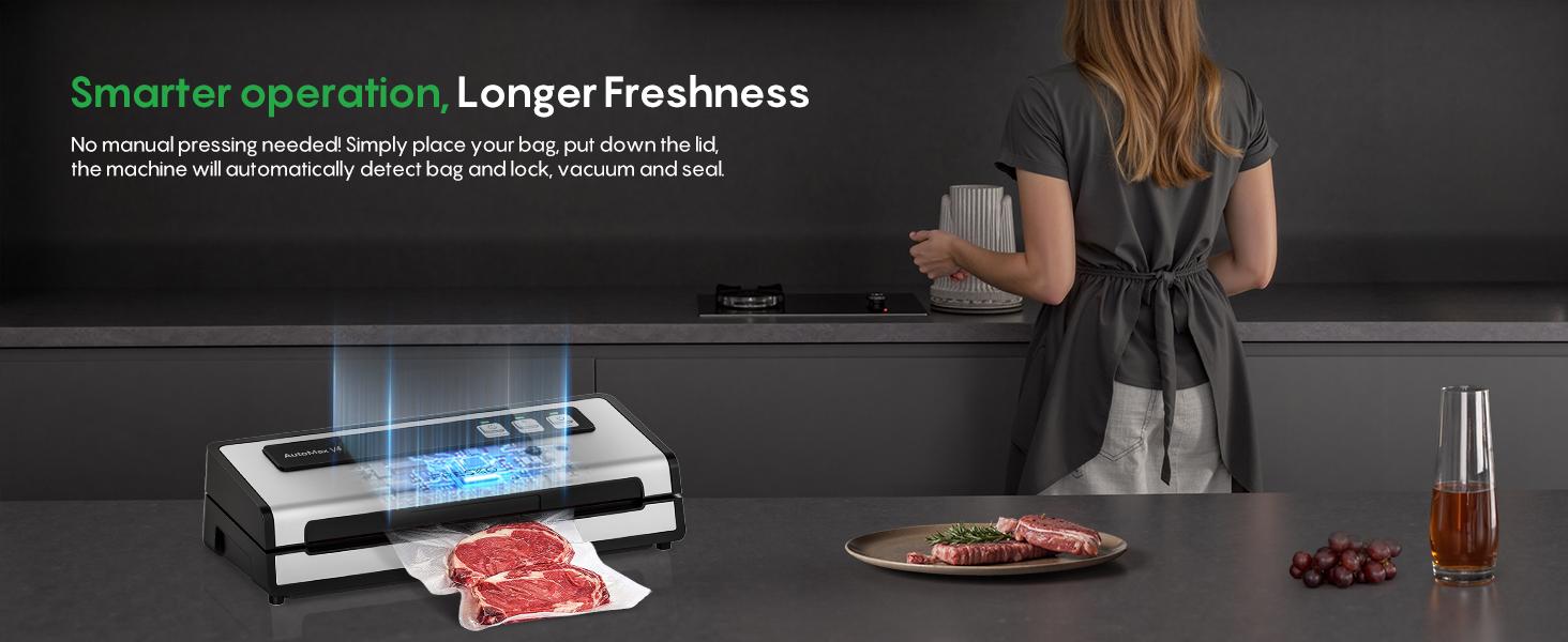 FRESKO AutoMax V4 Mason Jar Vacuum Sealer Machine, Automatic Food Sealer with Double Heat Seal, Includes Bags & Accessory Set