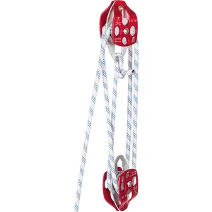 1/2"×100Ft Twin Sheave Block and Tackle – Double Pulley Rigging with Braid Rope, 30-35KN (6600-7705LBS)
