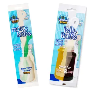 Compac Home Mayo Knife & Jelly Knife, Plastic Knife Spatulas for Scraping Mayonnaise, Peanut Butter, & Jelly Jars 2pk Bakeware Hanging Kitchen Utensils