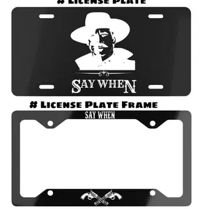 Say When Doc Holiday Tomestone Western Black License Plate & Frame Set for Car Truck Decor Made in USA Easy Install USA Car Accessories
