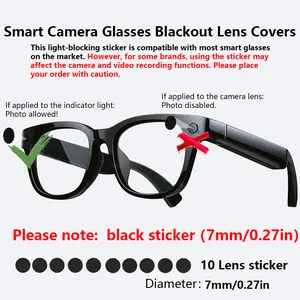 AI Camera Glasses Blackout Lens Covers，This light-blocking sticker is compatible with most smart glasses on the market. However, for some brands, using the sticker may affect the camera and video recording functions. Please place your order with caution.