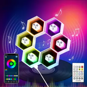 Modular LED Hexagonal Lights – Smart RGB Gaming Lights with Remote & Music Sync – Honeycomb Design for Bedroom, Living Room & Game Room Decor