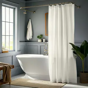 Half Price Drapes Modern Waffle & Heavyweight Fabric Shower Curtain