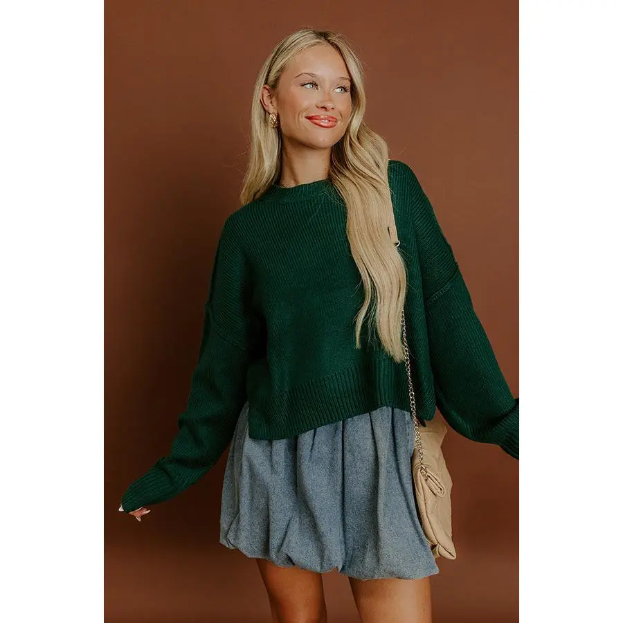 Trailside Bliss Knit Sweater in Hunter Green
