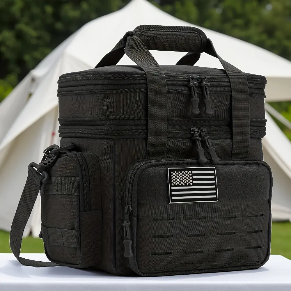 Men's 4.76 Gal Green Leak Resistant Coolbox - Expandable Durable Insulated Cooler with MOLLE Webbing, Outdoor Bushcraft Coolers & Cool Bags for Camping, Hunting, Camping Kitchenware, Expandable Coolers & Cool Bags