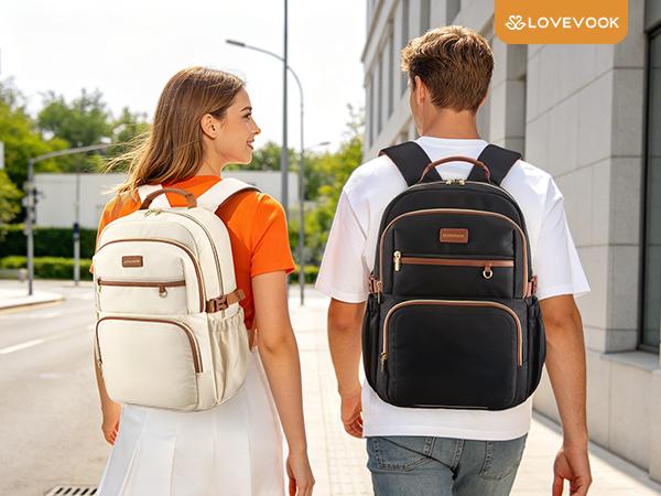 LOVEVOOK Laptop Backpack for Women, 15.6 Inch Travel Backpack with Giant Tumbler Holder Pocket, Multi-Pocket College School Bookbag Purse, Water-Resistant Work Daypack for Teacher Nurse