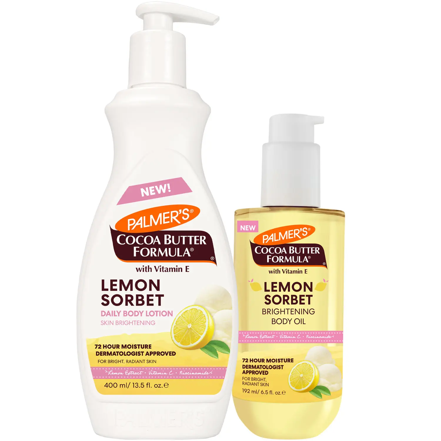 Palmer's Lemon Sorbet Brightening Lotion and Oil Duo for Glowing and Hydrated Skin
