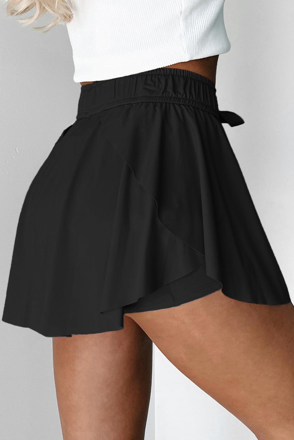 Mntaor Women's Drawstring Tie High Waist Lined Tennis Skorts with Elastic Waistband Casual