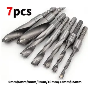 SnapFixMate 7pcs Industrial-Grade Tungsten Carbide Alloy Hex Shank Drill Bit Set - 3-In-1 Double-Flute Design, Suitable for CNC High-Hardness Reaming of Hardwood/Metal/Plastic | Two-Way Drilling, Durable, Wear-Resistant, Rust-Proof, No Assembly Required