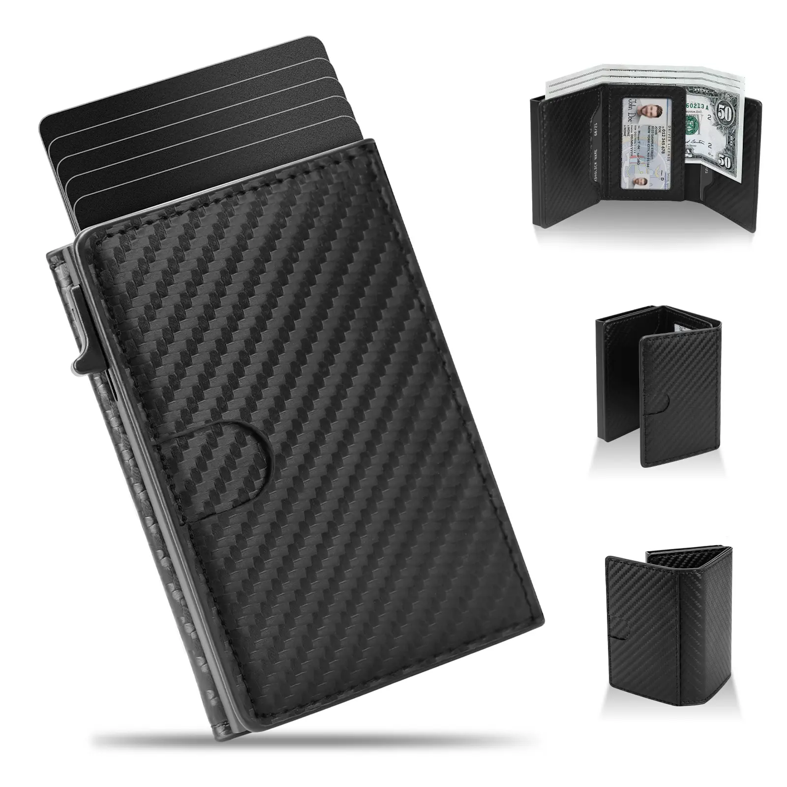 Men's Leather Smart Wallet Card Organizer - RFID Blocking, 9-14 Card Capacity, ID Window, Cash Slot, Popup Design, Everyday Carry, Gift for Him (Birthday for BF, Cool for Guys), Boyfriend
