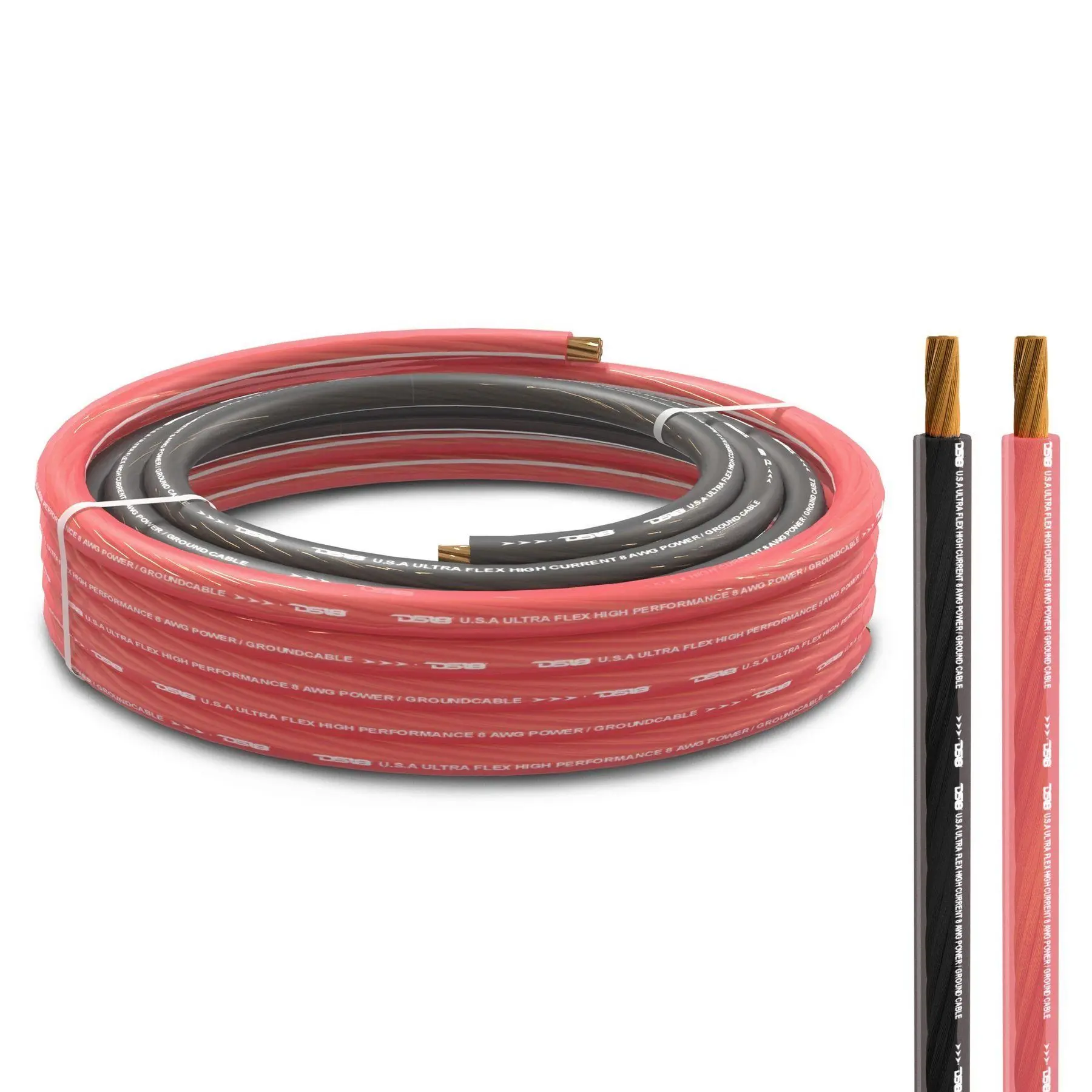 DS18 Power + Ground CCA 0-Ga Ultra Flex Wires Combo Pack - 5 Ft Black, 20 Ft Red, Cost Effective, Easy Installation, Ideal for Amplifiers, Tight Spot Fit for Automotive
