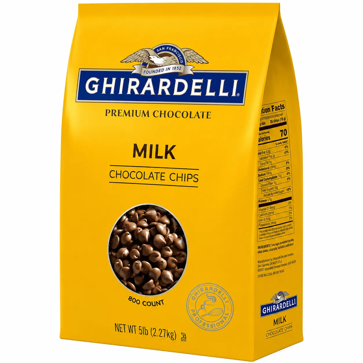 Ghirardelli Milk Chocolate Chips 800 Count per lb, 5lb Bags (Pack of 2) – Premium Baking Chocolate for Cookies, Brownies, Cakes, Muffins, Desserts & Candy Making