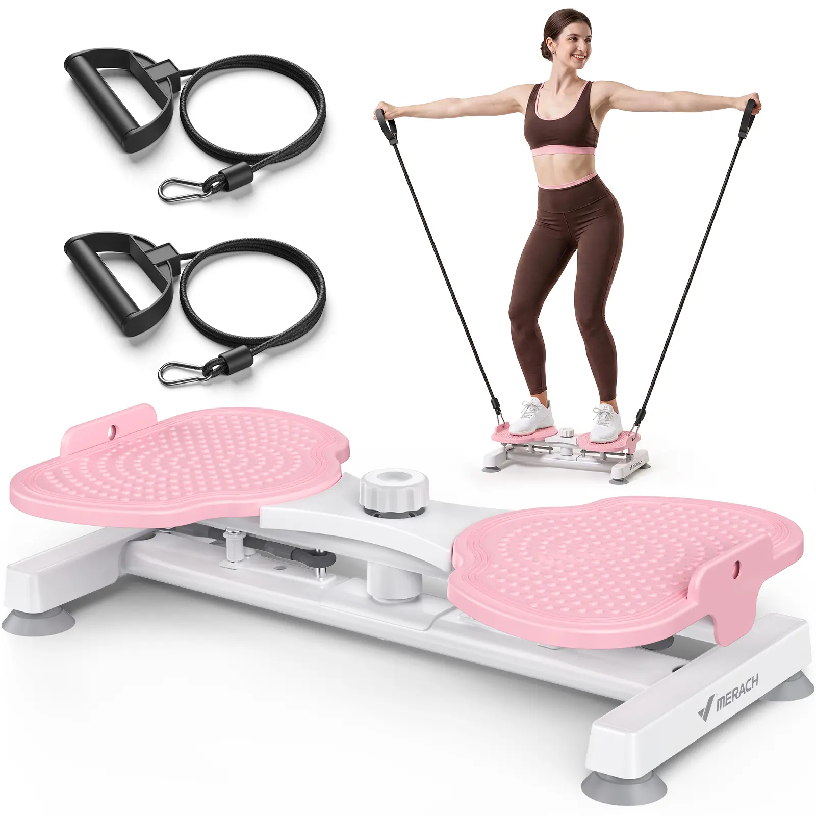 Merach Waist Twist Machine, Wide-Stance Waist Twister with Double Non-Slip, Stable & Quiet Design, 300lbs Weight Capacity, Abdominal Workout Exercise Equipment for Home & Gym Fitness BackToSchool