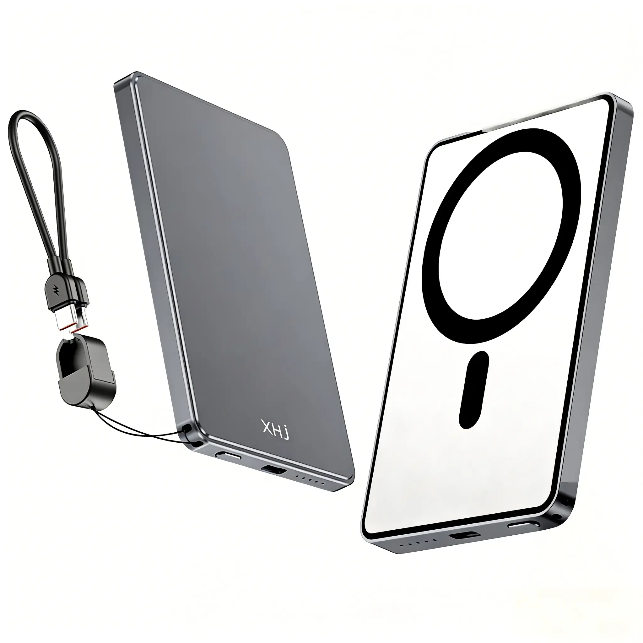Magnetic Wireless Portable Power Bank 5000mAh, Slim Aluminum  Frame Design ,  Fast Charging MagSafe Battery Pack for iPhone 17/16/15/14/13/12/Plus/Pro Max, 3-in-1  Charging- Phone, Watch, Earphone