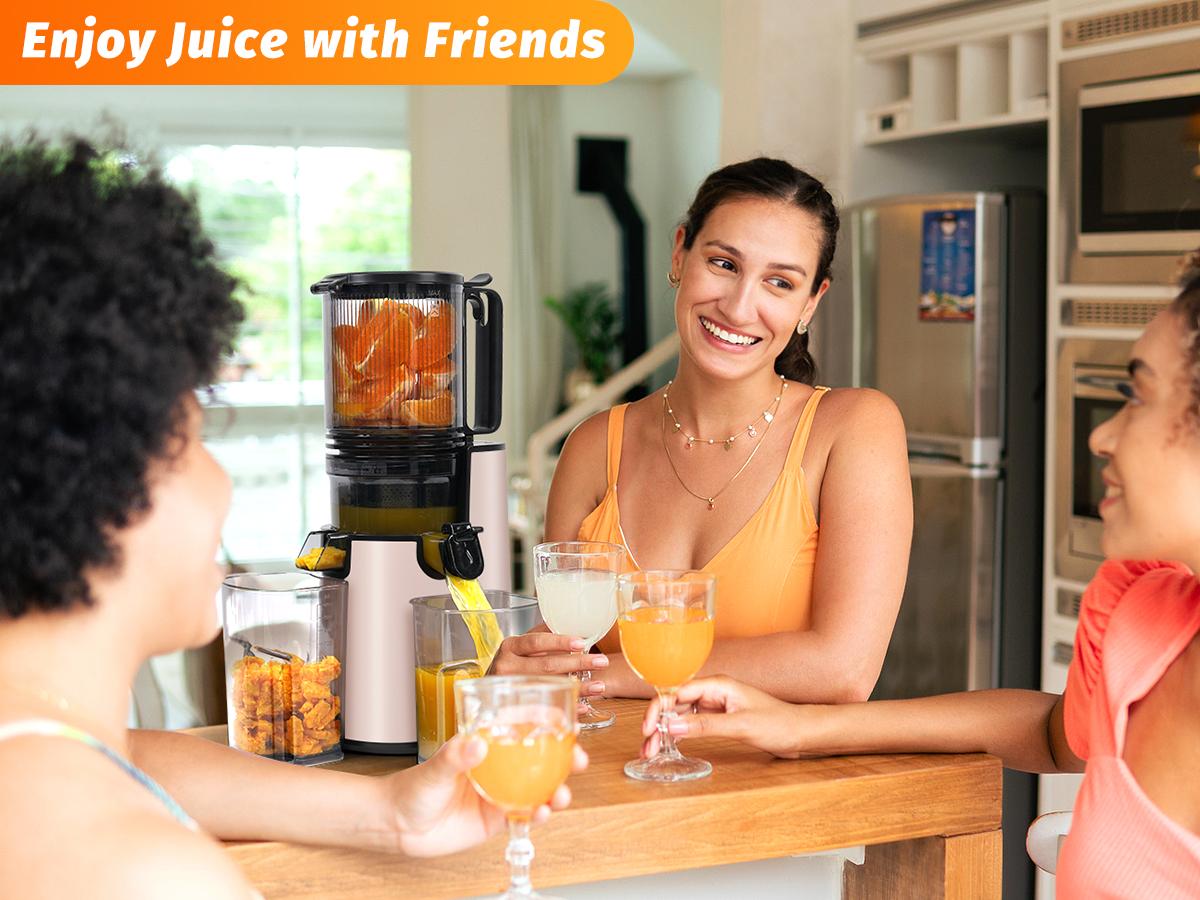 LQZ Cold Press Juicer-Slow Masticating Machines, 350W, 5.4" Feed Chute for Whole Fruits & Vegetables,High Juice Yield,Easy to Clean