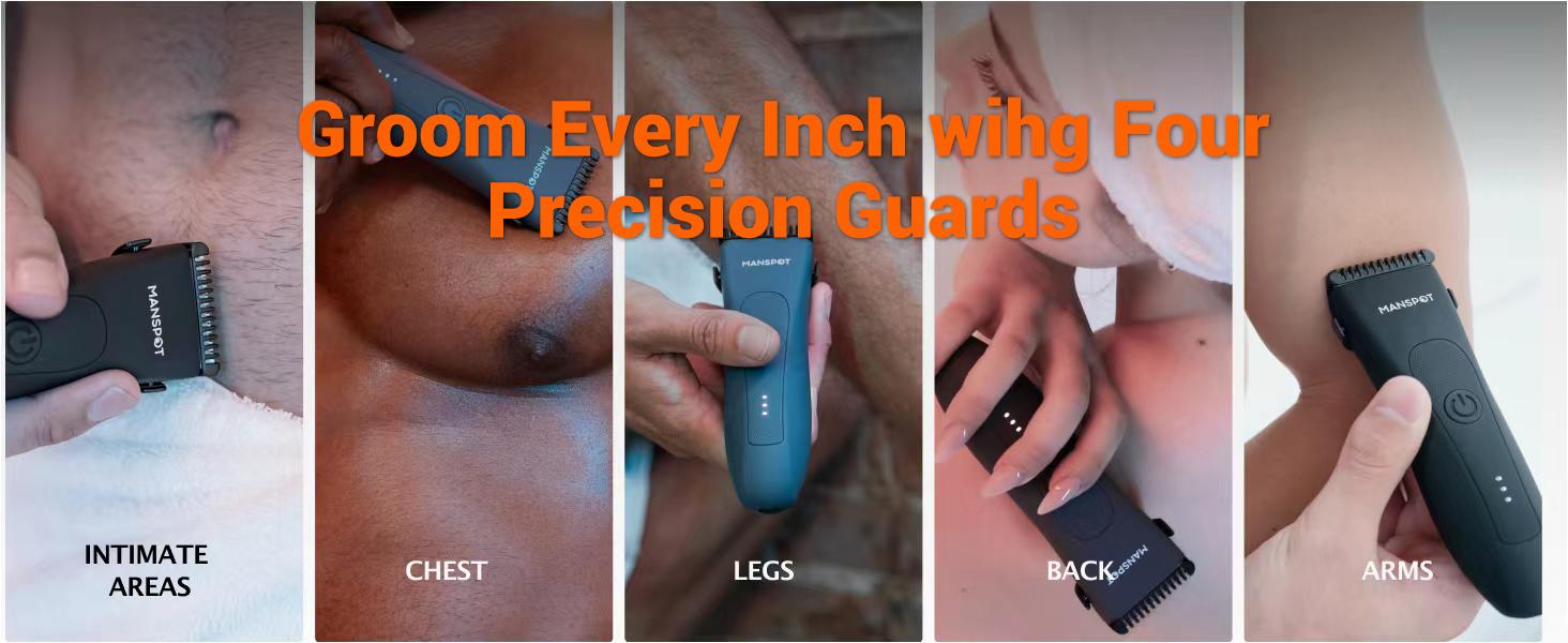 【TikTokShopSpringGlowUp】Manspot Premium Electric Body Hair Trimmer for Men - Waterproof Wet & Dry Groomer, Rechargeable Cordless Clippers for Chest Back Arms - Gym Ready Travel Friendly Green Trimmer with Comfort Design-dealsforyoudays