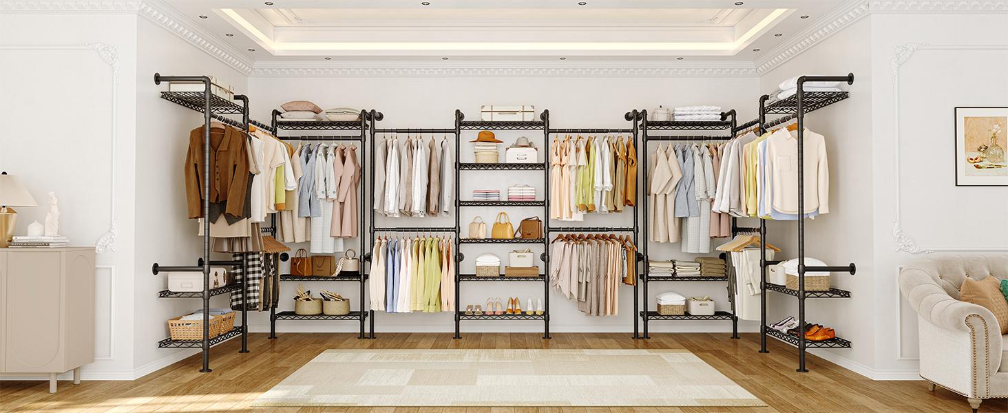 【SPOTLIGHT DAY & MAX 900 LBS】ONBRILL Expandable(18.3-34.6") Wall Mounted Closet System, Industrial Pipe Clothing Rack, Clothes Rack Garment Racks Wardrobe Racks for Hanging Clothes, Heavy Duty Closet Organizers for Livingroom Bedroom Furniture 【SPOTLIGHT DAY & MAX 900 LBS】ONBRILL Expandable(18.3-34.6") Wall Mounted Closet System, Industrial Pipe Clothing Rack, Clothes Rack Garment Racks Wardrobe Racks for Hanging Clothes, Heavy Duty Closet Organizers for Livingroom Bedroom Furniture