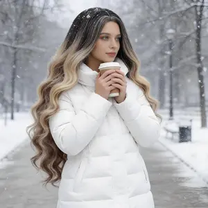 30 Inch Long Body Wave Wig | Brown with Blonde Highlights | Heat-Resistant Synthetic Hair | Chic Elegant Waves for Women | Versatile for Daily Glam & Special Occasions