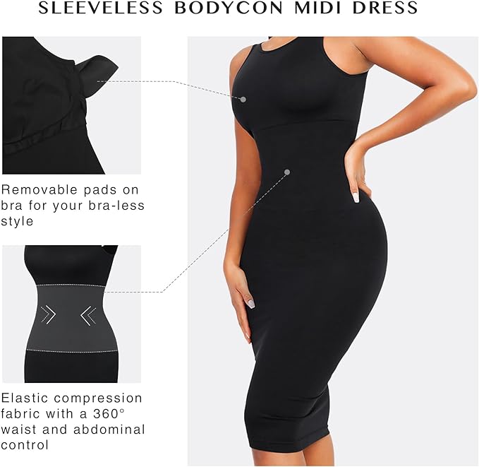 FeelinGirl Seamless Eco-friendly Large U-back Built-in Shaper Dress Bodycon Womenswear Basic Casual Comfortable Fabric SpringStatements