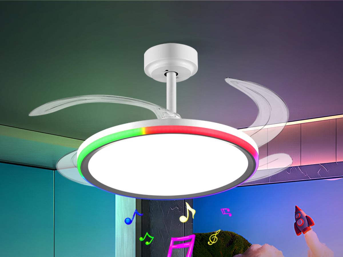 BaySquirrel 42-Inch Slim Invisible Indoor Ceiling Fan-Light Combo, 6 Retractable Blades, 6-Speed Airflow, Reversible, Dimmable RGB Color Shift, Remote & App Control, 24-Hour Timer, Plastic & Aluminium, 19.09"l x14.96"w x14.96"h Smart Fan for Bedroom, Ever BaySquirrel 42-Inch Slim Invisible Indoor Ceiling Fan-Light Combo, 6 Retractable Blades, 6-Speed Airflow, Reversible, Dimmable RGB Color Shift, Remote & App Control, 24-Hour Timer, Plastic & Aluminium, 19.09"l x14.96"w x14.96"h Smart Fan for Bedroom, Ever