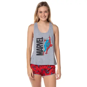 Marvel Womens' Spider-Man Comic Superhero Character Sleep Pajama Set Shorts