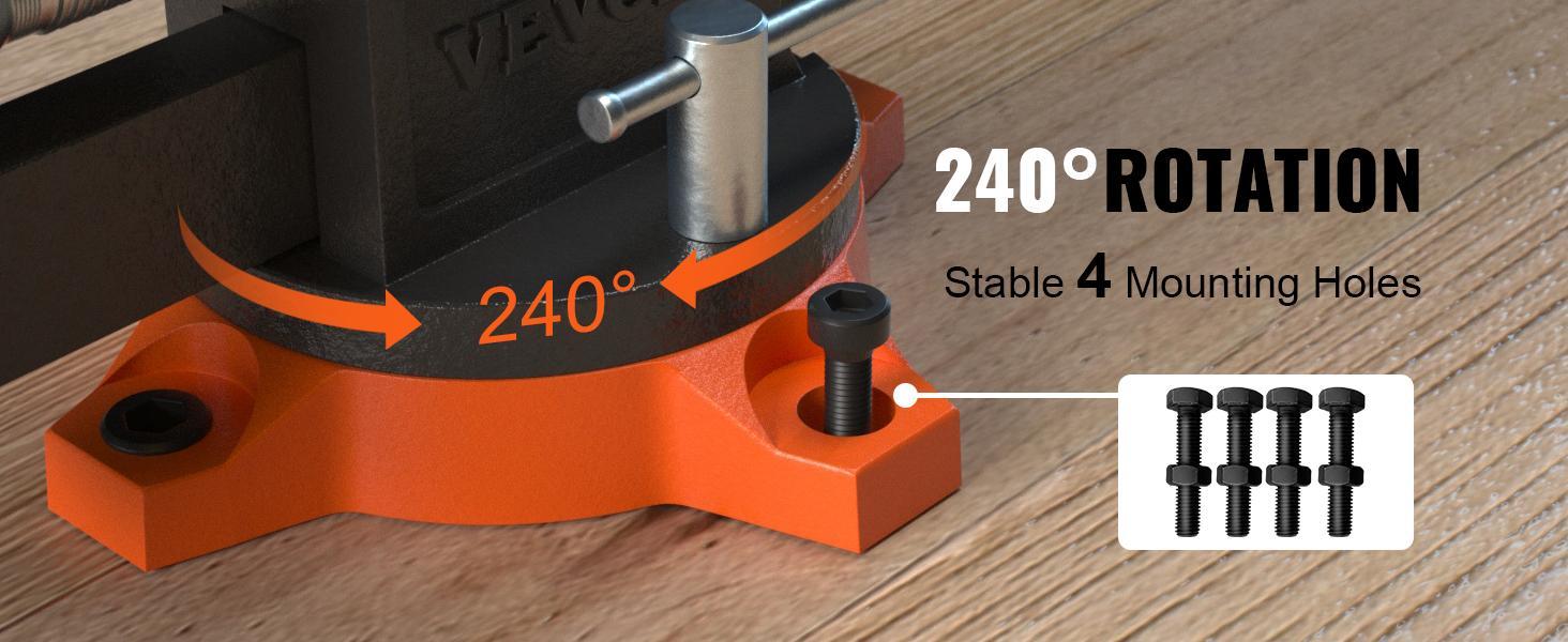 VEVOR Bench Vise, TikTokShopBlackFriday, 4.5-inch Jaw Width 5.9-inch Jaw Opening, 360-Degree Swivel Locking Base Multipurpose Vise with Anvil, Heavy Duty Ductile Iron Workbench Vise with Bolts & Nuts, for Drilling