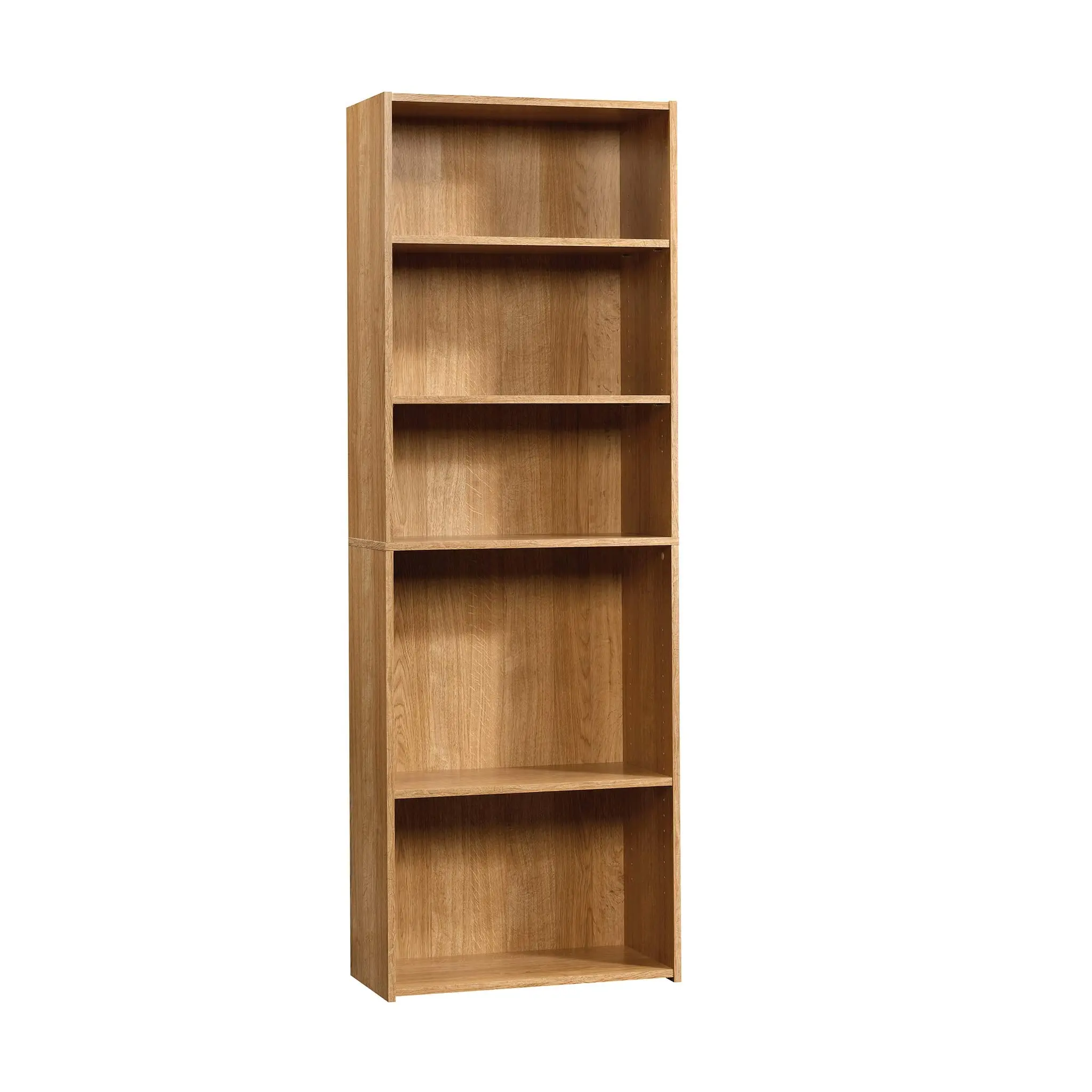 Sauder Beginnings 5-Shelf Bookcase, Bookshelf with Adjustable Storage Shelves, in Cinnamon Cherry finish Highland Oak