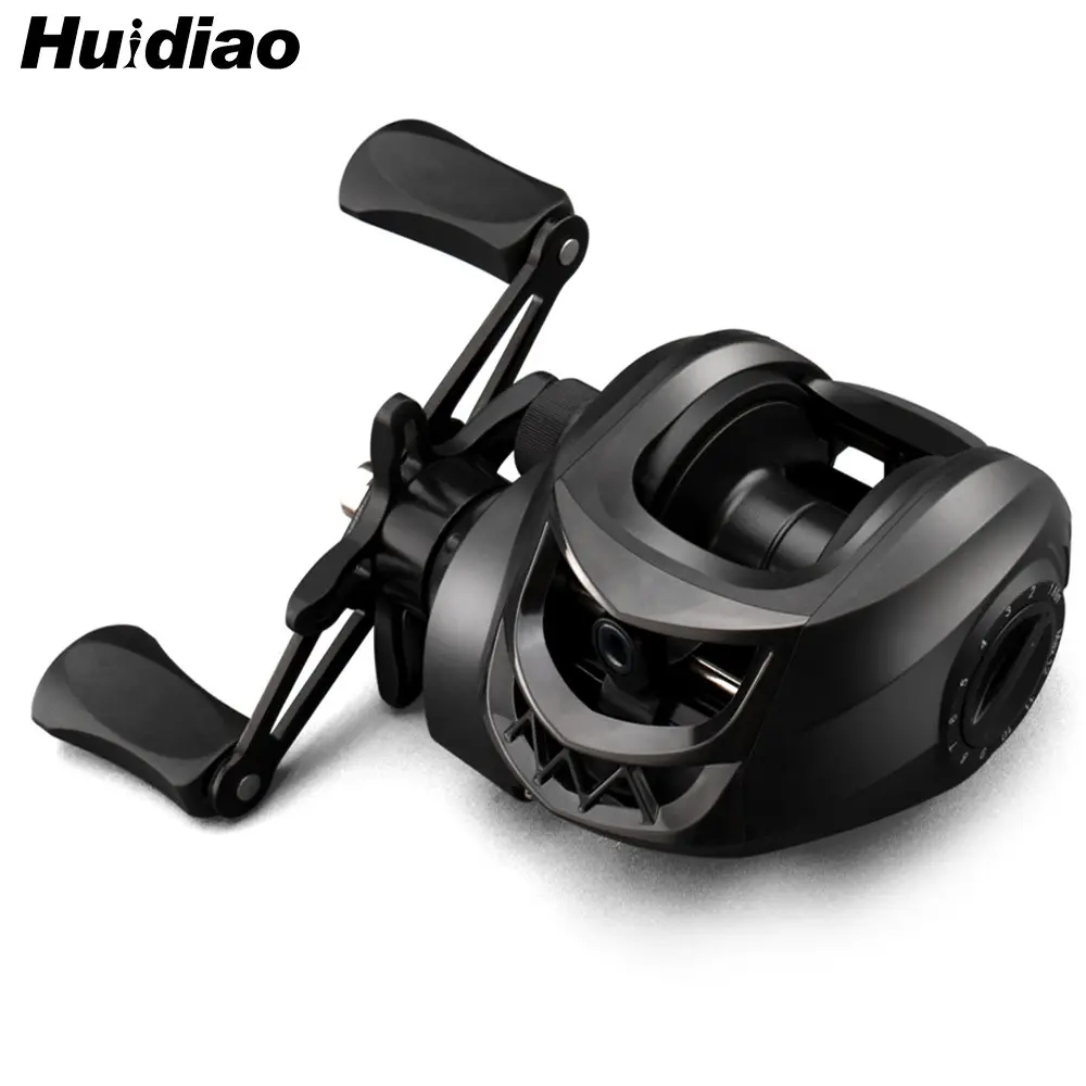 Huidiao Beginner Baitcasting Reel 7.2:1 High Speed Ratio 22lb Max Drag Black Low Profile Baitcaster Saltwater Casting Reels with 12-Levels Magnetic Brake System Metal Spool/Handle for Lure Fishing Fishing Equipment Fishing Gear Fishing Stuff