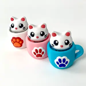 Mini Clicky Kawaii Cat Cup Dinosaur Snowman Fidget Desk Decor Stress Relief Gift for Kids Girls Boys Teens Friends Coworkers Birthday Christmas Valentines Back to School Stocking Stuffer Gift Idea