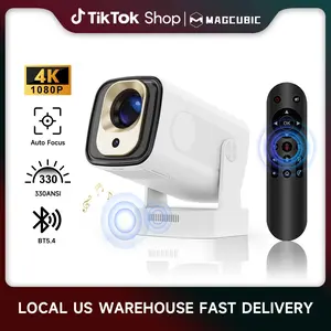 [US warehouse] Magcubic Auto Focus HY310 Projector 330ANSI 4K Decode Native 1080P BT5.4 WIFI6 Android 11 Built-in Speaker Allwinner H713 180° Flexible 130"Screen 60Hz Reflash Home Cinema Mini Portable Projector Wireless Local