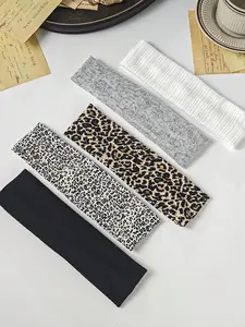 Women's 5pcs Satin Leopard Print Headbands - Soft Satin Turban Hairbands for Female, Fall & Winter Everyday Wear Fashion Hair Accessories