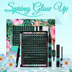 AMZGIRL LASH Tulip 168Pcs  Waterproof DIY Individual Lashes Clusters Kit with Long-lasting Lash Bond Seal | Tweezers | Remover |  D curl 10-18mm |Beginners Friendly | Fluffy | Must-have Cosmetic | Lightweight | Makeup Eyelash Glue Extension Eyelash Falsie