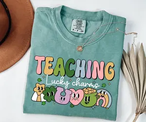 Comfort Colors Retro St Patricks Day Teacher TShirt, Lucky Charms Teacher T-Shirt, Saint Patrick's Day Gift for Teacher, Cute Teaching Tee