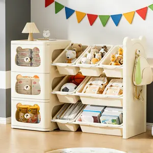 3 Tier Open Storage Shelf with 3 Drawers & 7 Bins, Multi-Purpose Organizer for Home & Small Spaces, Storage Box for Book&Toy, Home Organization Rack