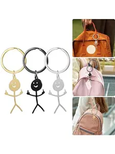 Cartoon Figure Shaped Keychain for Men & Women, Stainless Steel Keychain, Metal Key Chain, Cute Key Ring