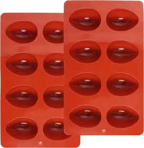2 Pack Silicone Egg Molds- 8 Cavity Easter Silicone Candy Mold | 3D Egg-Shaped Silicone Baking Mold for Chocolate, Jello, Mini Cakes, DIY Desserts, Candy, Ice, Pudding, Baking (2, Brick Red)