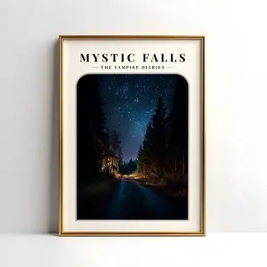 Mystic Falls Vampire Diaries Inspired Poster - Salvatore Brothers Town Wall Art - Dark Romance Fantasy Decor - Supernatural TV Show Print
