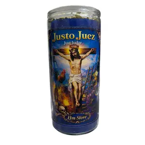 Just Judge (Justo Juez) 14-Day Prepared Spiritual Candle with Herbs & Natural Quartz for Justice, Protection & Breakthroughs