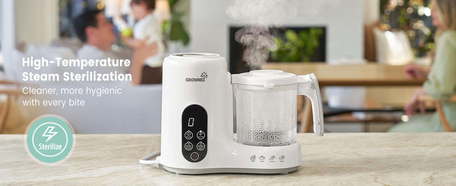Grownsy Baby Food Maker with Steam Basket, One Step Baby Food Processor Steamer Puree Blender Grinder Mills Machine, Auto Cooking Grinding and Sterili-zing for Healthy Homemade Baby Food, BPA-Free