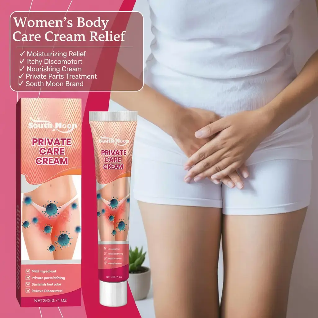 South Moon Women's Flower-Infused Antibacterial Body Moisturizer Cream, Cosmetic for Itchy Private Parts Relief, Skin Repair & Nourishing Care
