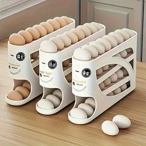 4-Tier Scrolling Egg Rack - Space-Saving Side Door Design, Holds 30 Eggs, Smooth Finish, Easy-to-Use Handle |     Suitable for Kitchen and Refrigerator Storage |     Modern Kitchen Accessory |     Durable Plastic Material