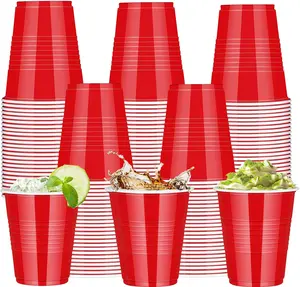 50-Pack 16 oz Round Bottom  Plastic Cups Blue Red BPA-Free Leak-Proof for Parties Iced Drinks Safe Versatile Vintage Disposable Dinnerware camp gear camping essentials