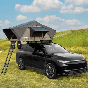 Rooftop Tent Soft Shell, Easy Setup Roof Top Tent with Telescopic Ladder & LED Light, Waterproof UV Resistant 4-Season Design for 2-3 Person Camping on Truck, SUV, Van, Trailer